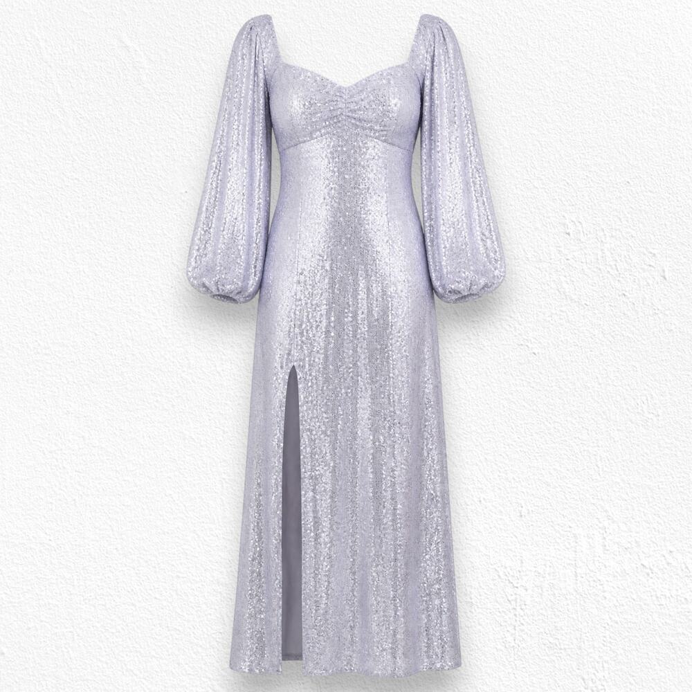 Show Me Your Mumu Sydney Lilac Confetti Purple Shimmer Maxi Dress XS NWT USA